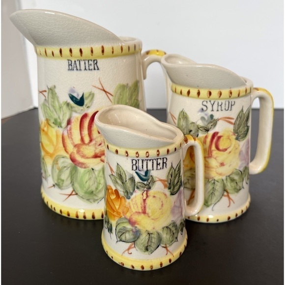 Vintage Ceramic Pitchers - Batter, Syrup, Butter - Picture 1 of 9